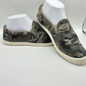 Mad Love Womens Camo Slip On Canvas Sneakers Green Brown Size 8 096124339